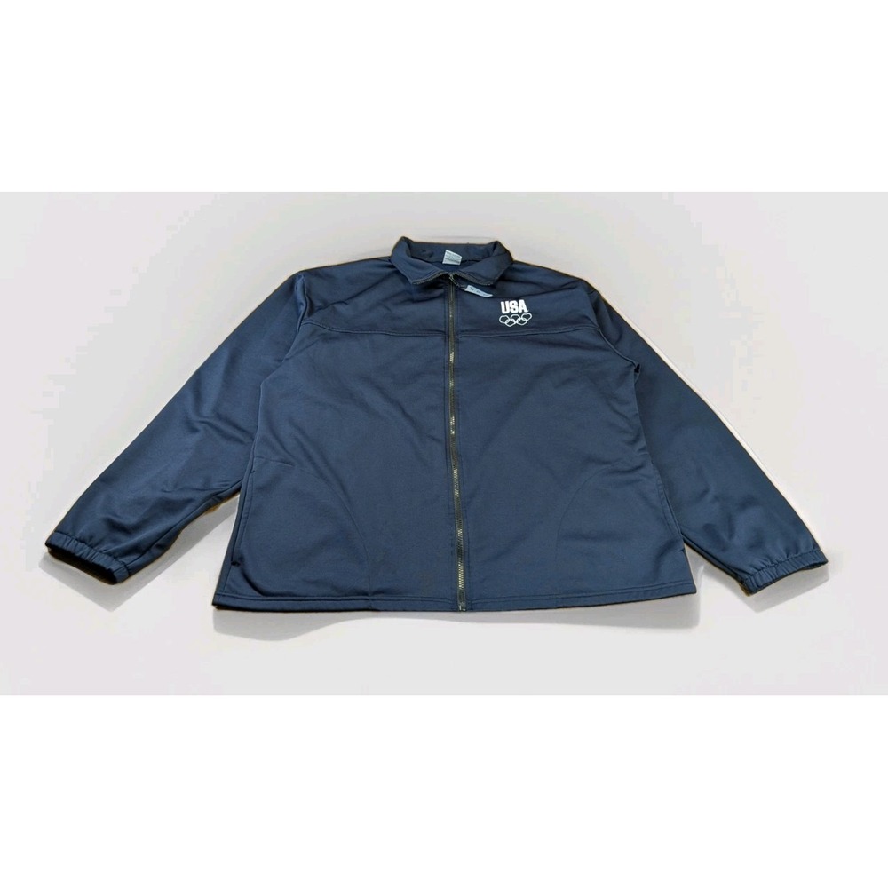 USA Olympic Jacket Vintage Men's XXL 2XL Made In USA Blue Track Full Zip